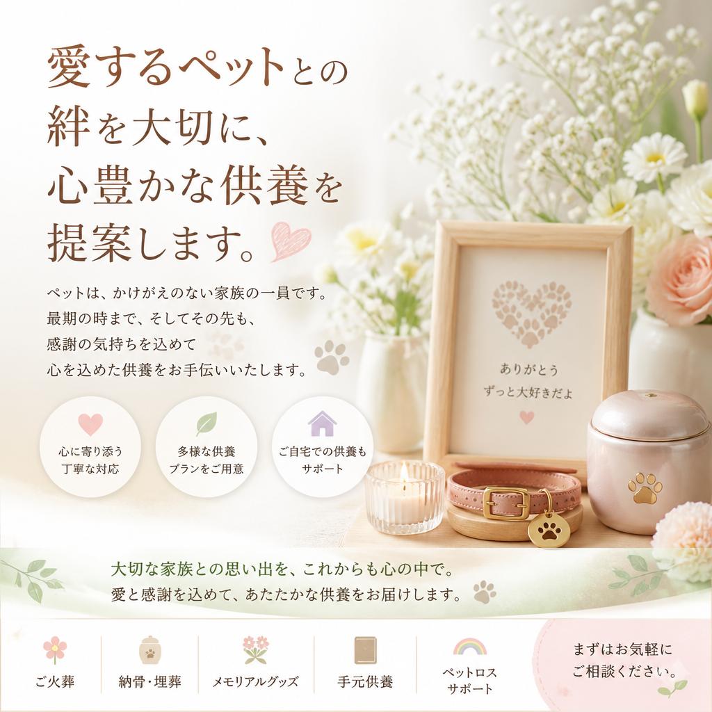 愛するペットとの絆を大切に、心豊かな供養を提案します。